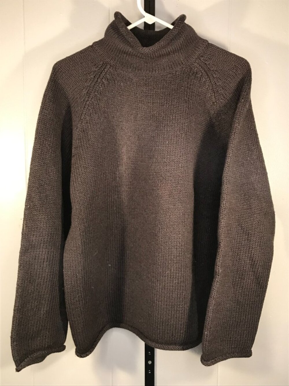 Vintage J. Crew Oarsman Cable Knit Wool Sweater LG Brown Crewneck Fisherman